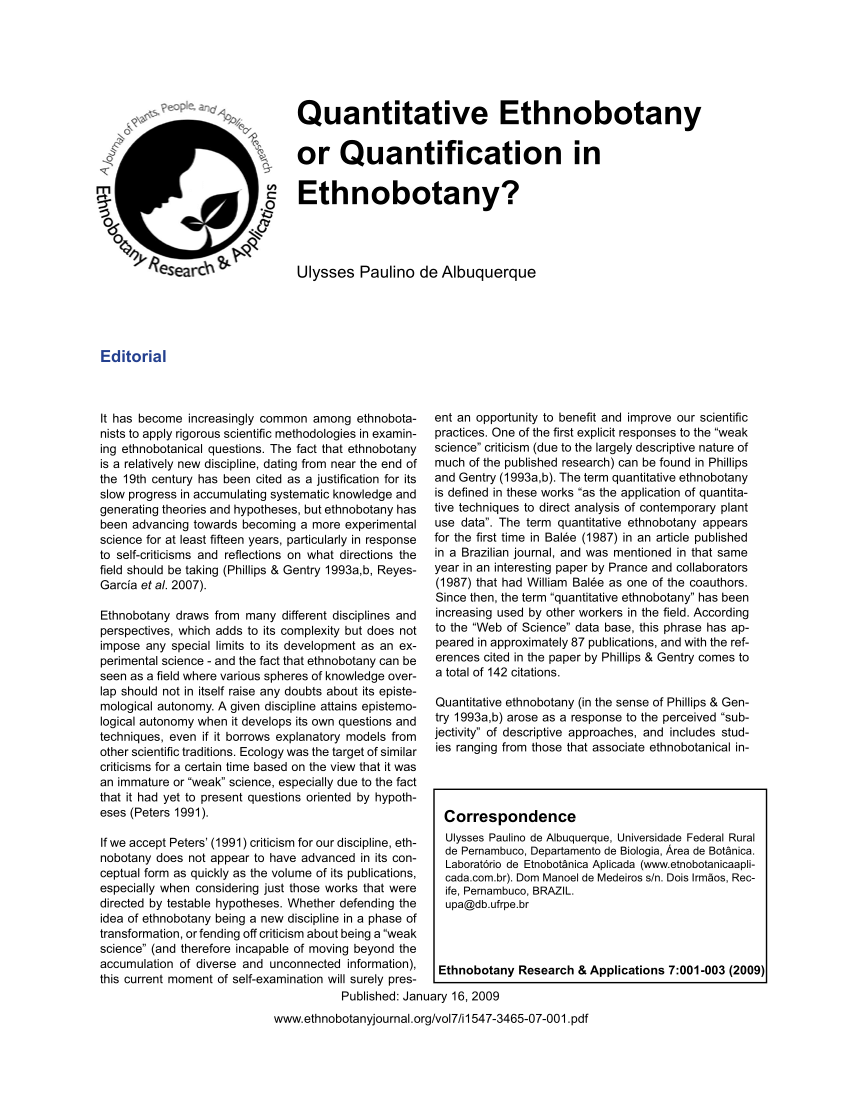 ethnobotany research and applications impact factor