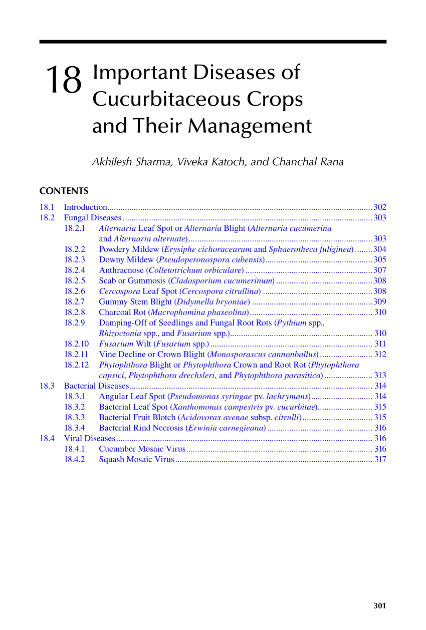 (PDF) Important Diseases of Cucurbitaceous Crops and Their Management