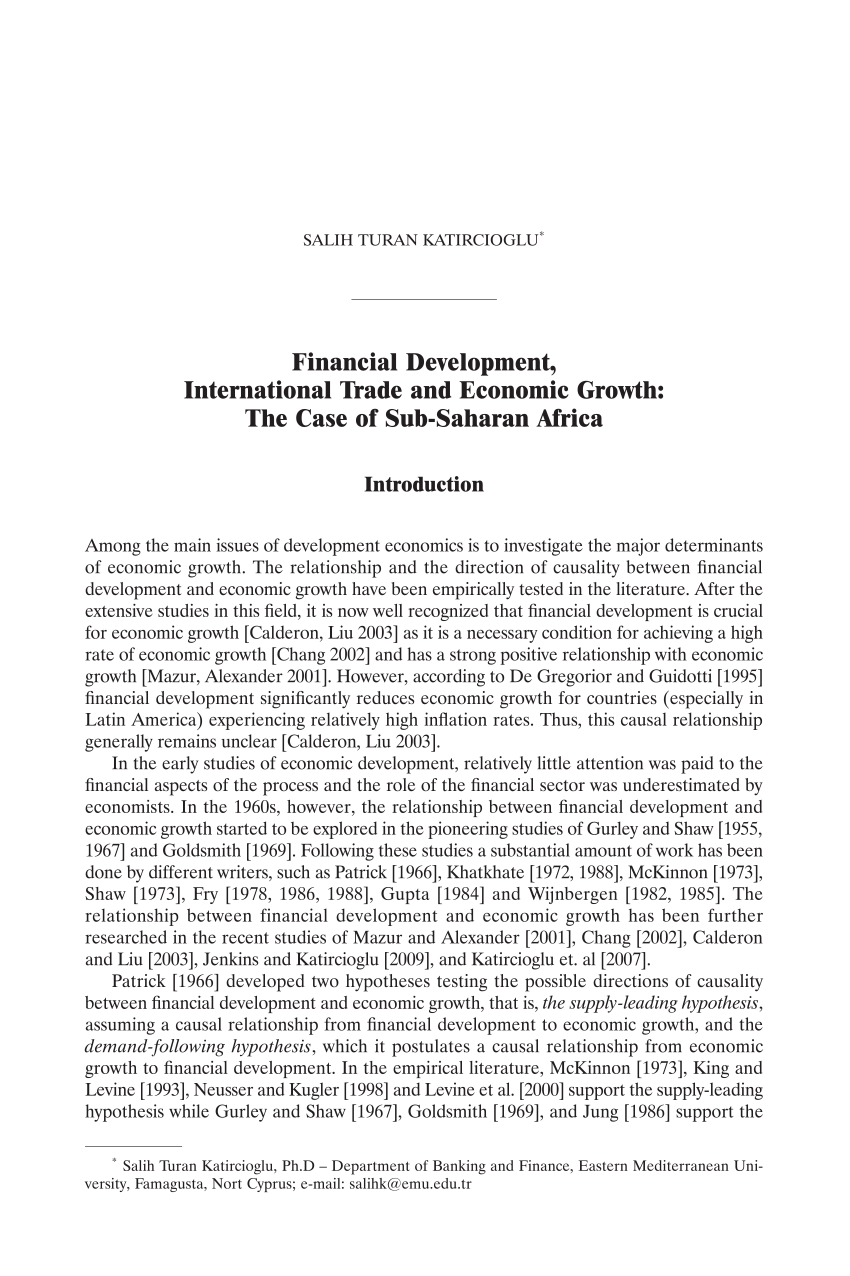(PDF) Financial Development, International Trade and Economic Growth ...