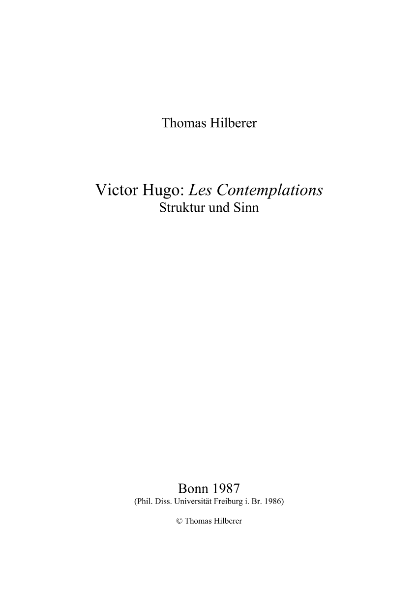 PDF Victor Hugo "Les Contemplations" Struktur und Sinn