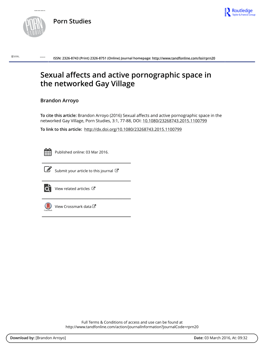 PDF) Sexual affects and active pornographic space in the networked Gay  Village