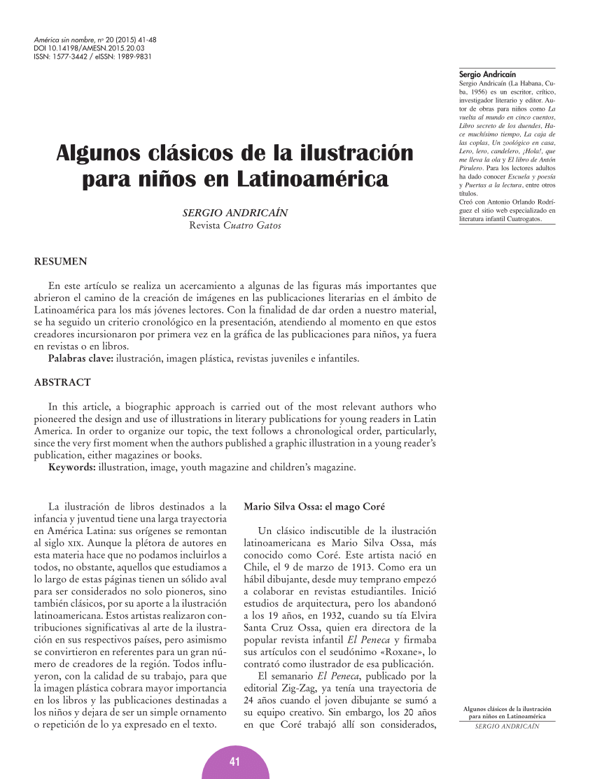 Pdf Algunos Clasicos De La Ilustracion Para Ninos En Latinoamerica