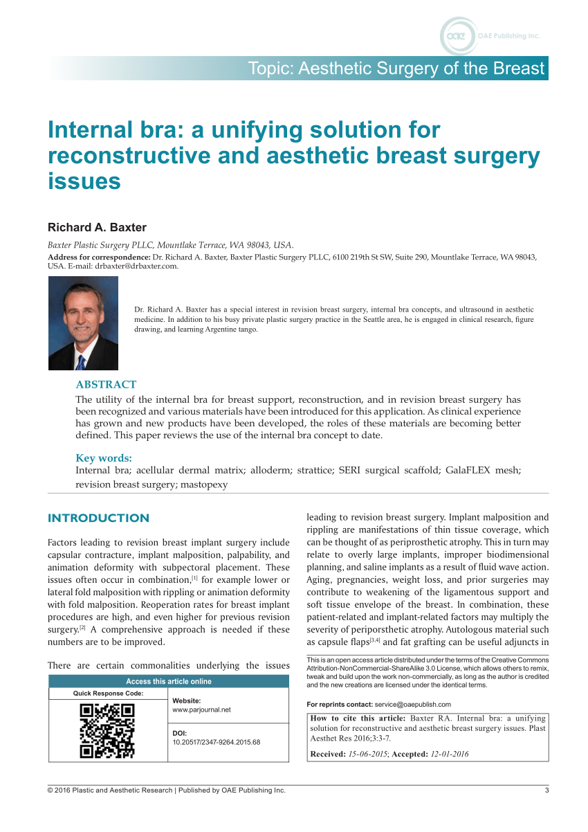 PDF) Internal bra: a unifying solution for reconstructive and
