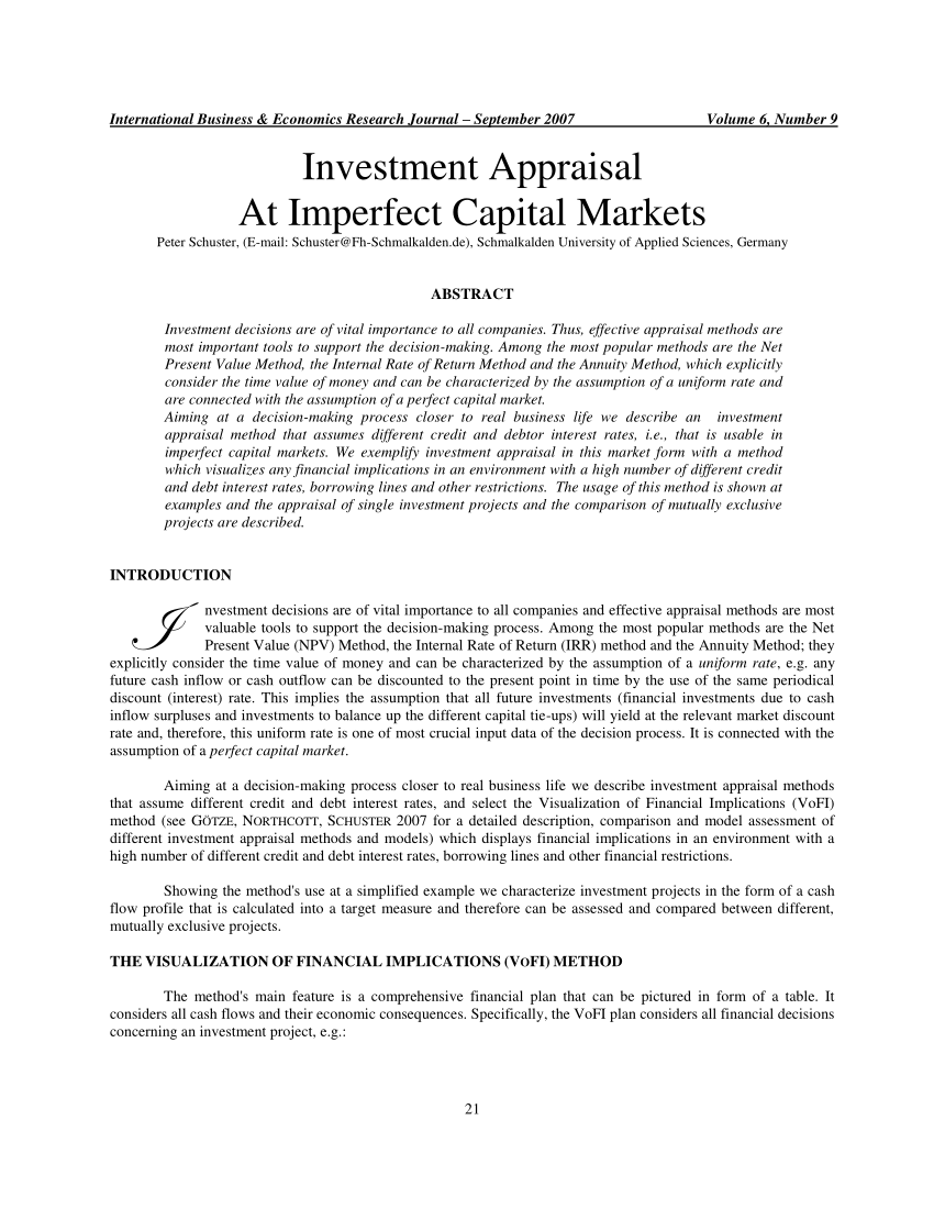 investment appraisal dissertation