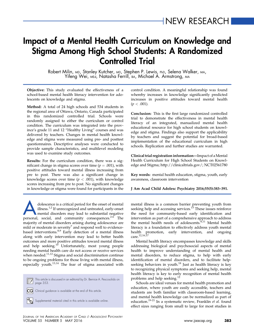 mental health case studies for high school students