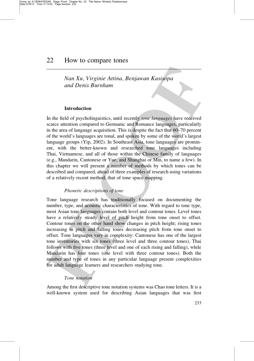 Pdf How To Compare Tones