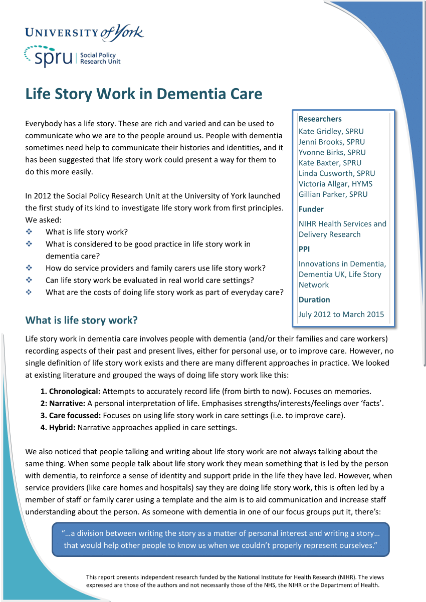 biography work dementia