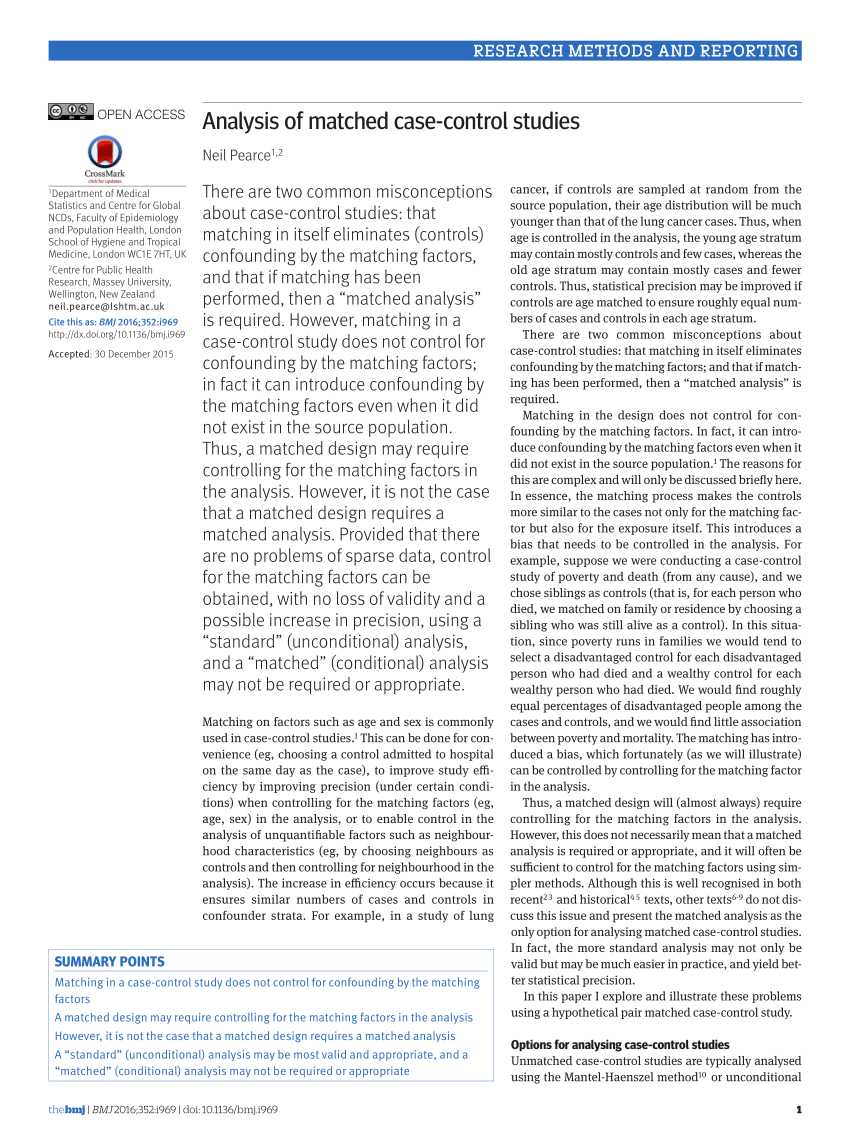 (PDF) Analysis of matched casecontrol studies