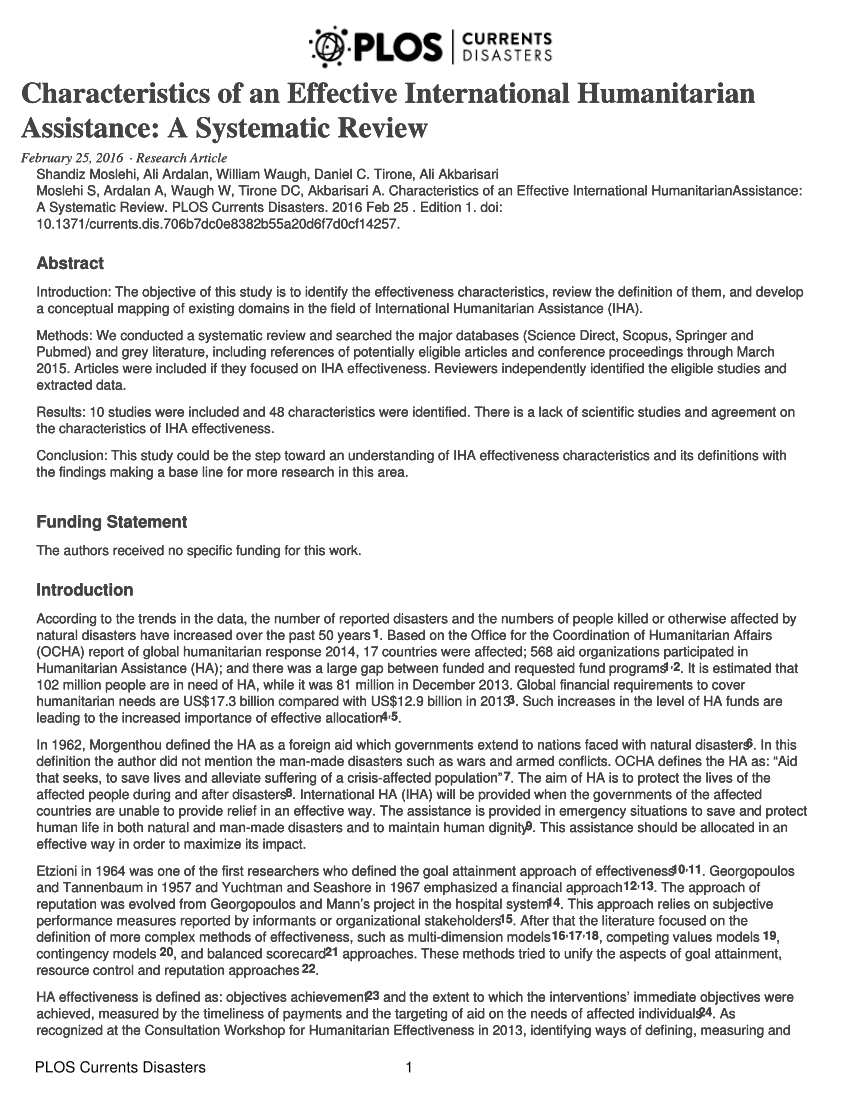 dissertation on humanitarian assistance