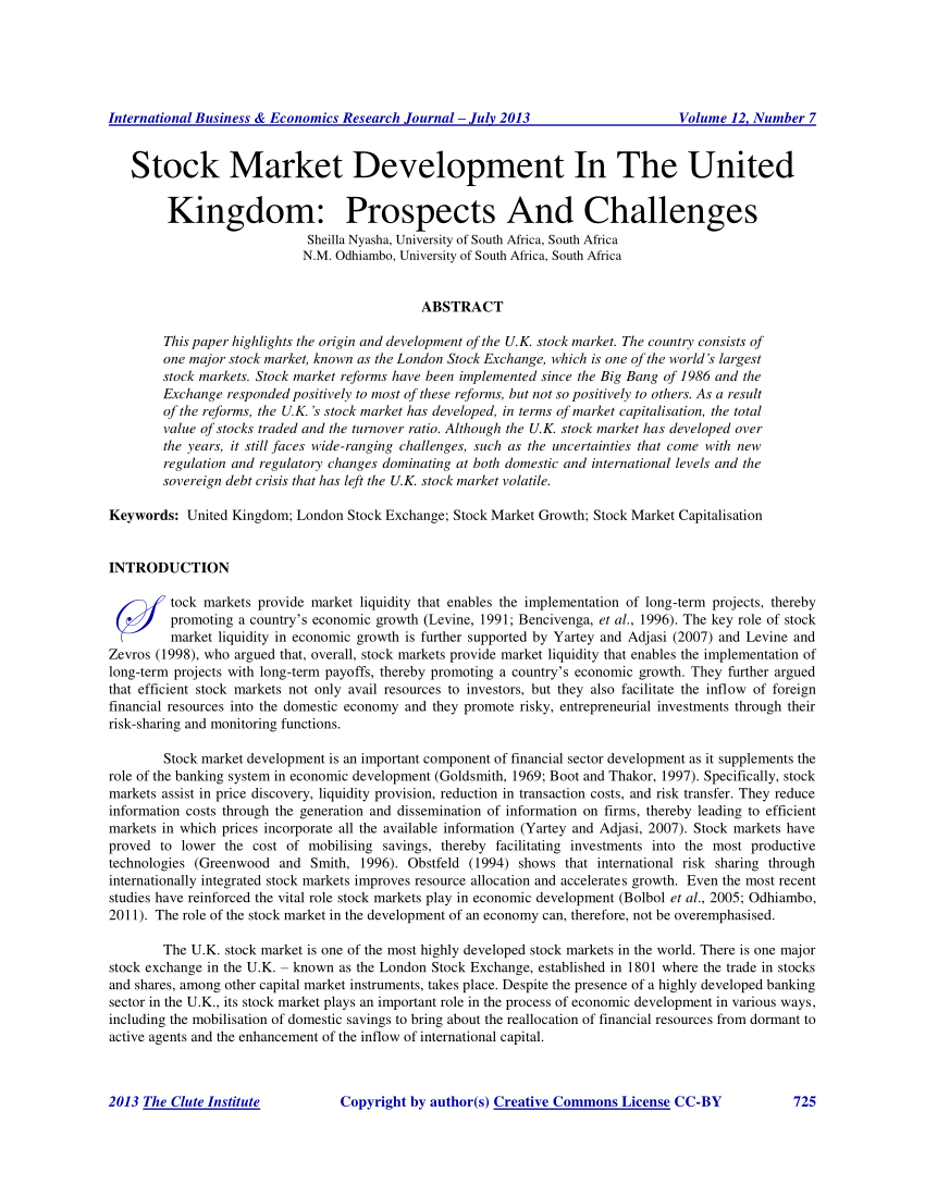 (PDF) Stock Market Development In The United Kingdom