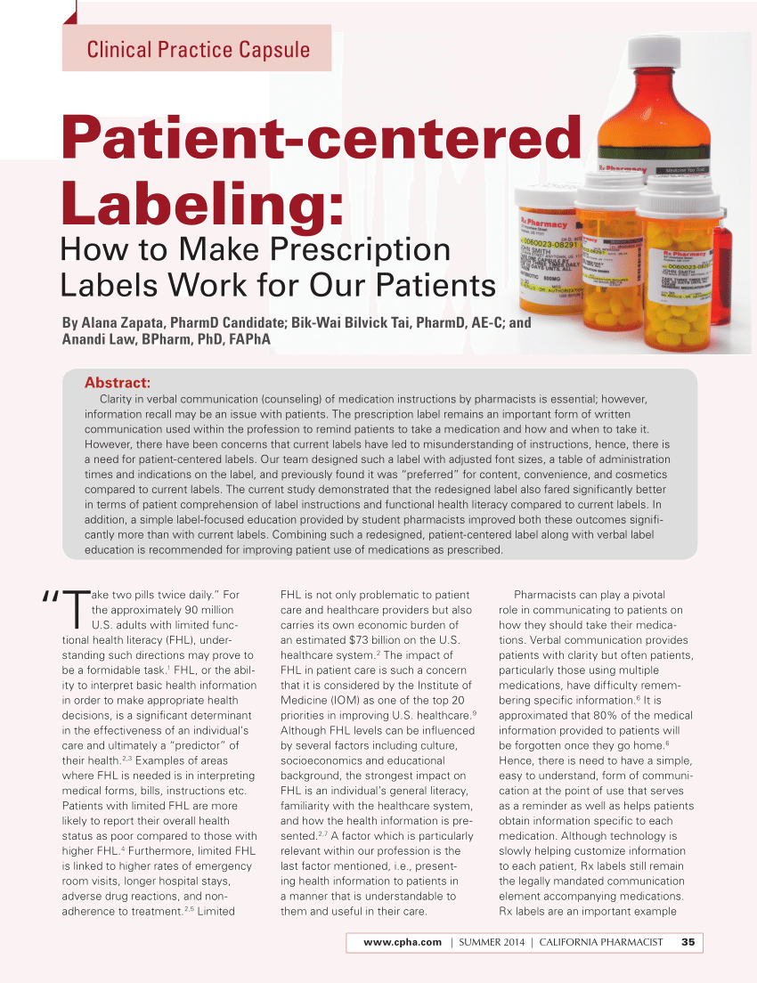 PDF) Patient-centered Labeling: How to Make Prescription Labels Regarding Prescription Bottle Label Template