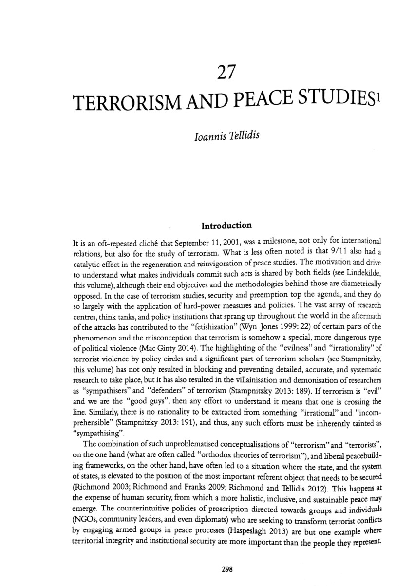 essay on terrorism and peace