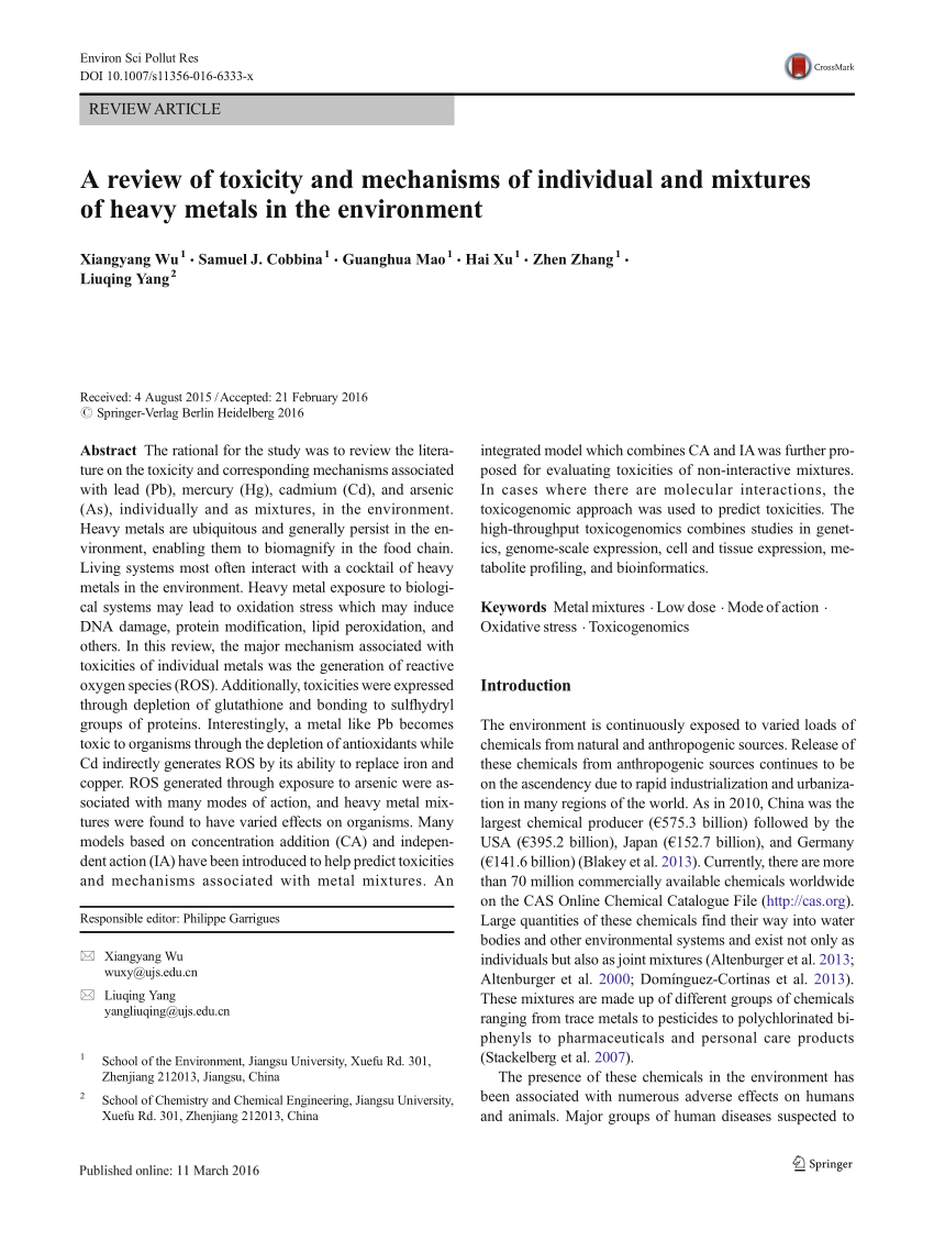 literature review on heavy metals pdf