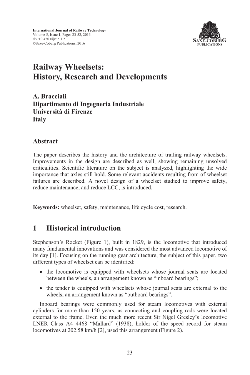 Pdf Railway Wheelsets History Research And Developments