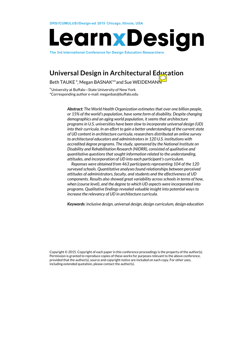 (PDF) Universal Design in Architectural Education: A U.S. Study