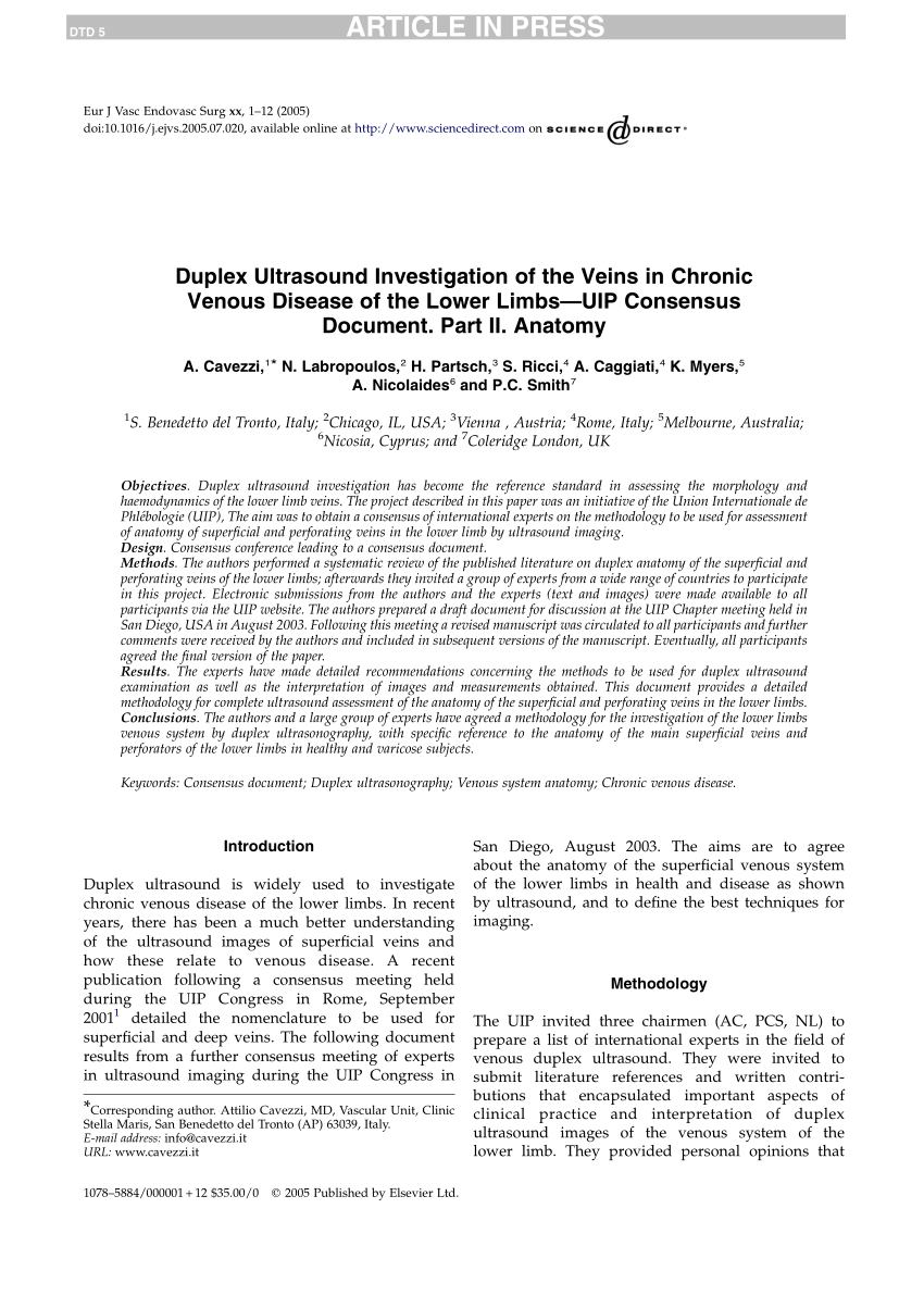 PDF) Duplex Ultrasound Investigation of the Veins in Chronic Venous Disease  of the Lower Limbs—UIP Consensus Document. Part II. Anatomy