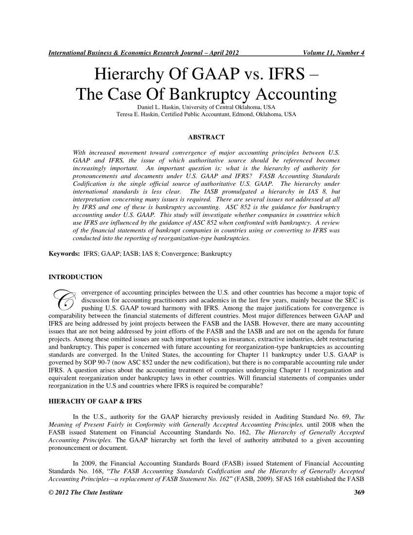 (PDF) Hierarchy Of GAAP vs. IFRS The Case Of Bankruptcy ...