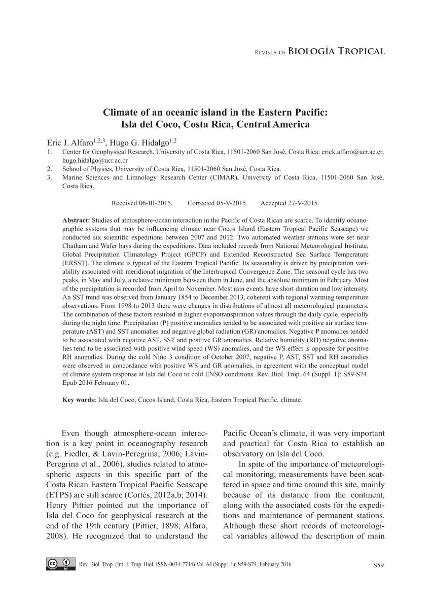 (PDF) Climate of an oceanic island in the Eastern Pacific Isla del