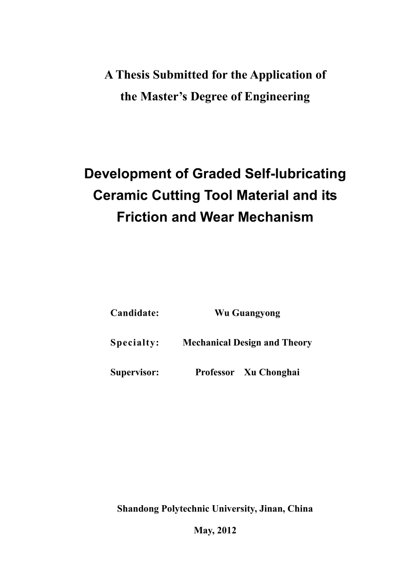 PDF) Development of Graded Self-lubricating Ceramic Cutting Tool