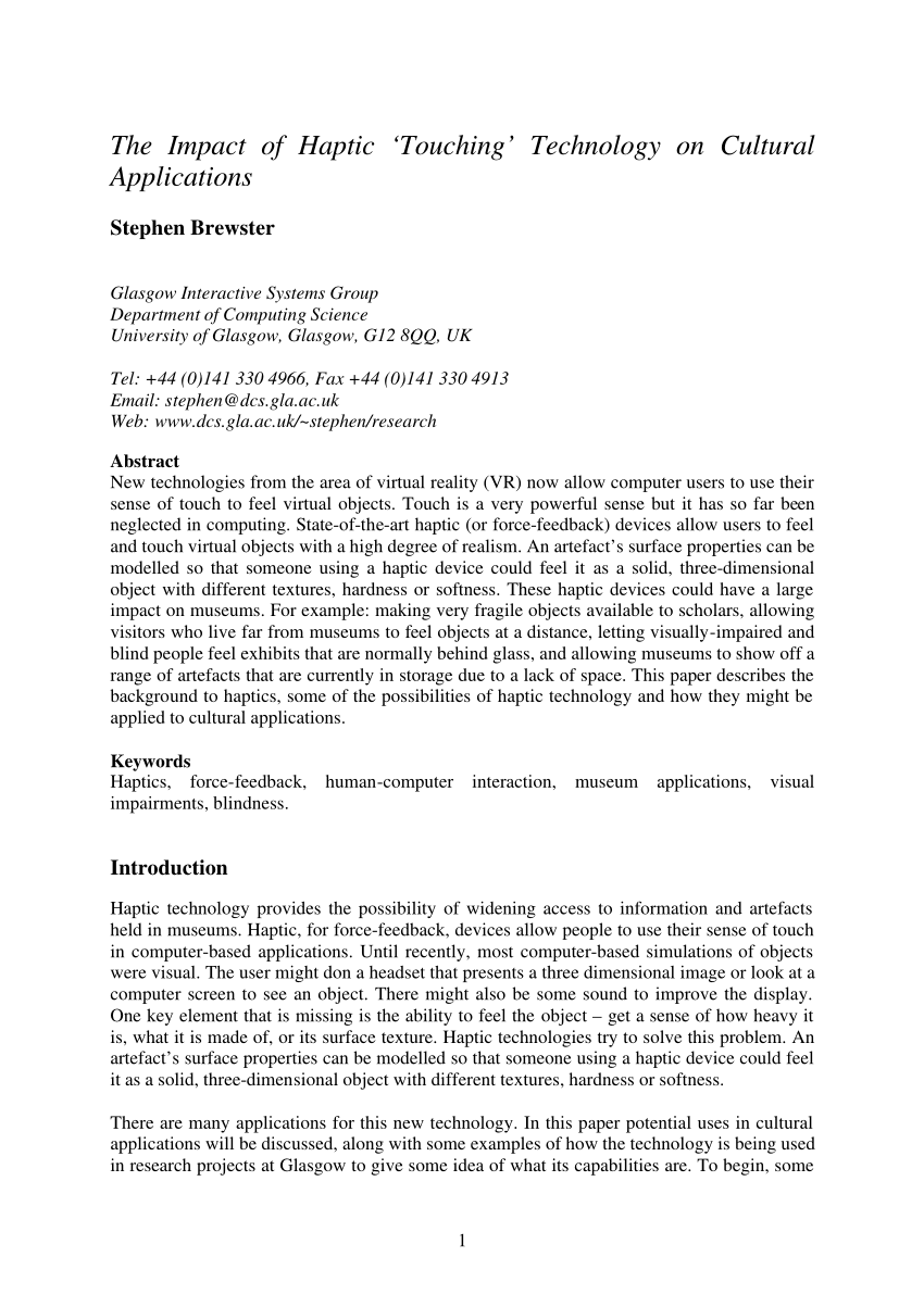 a research paper on haptic technology