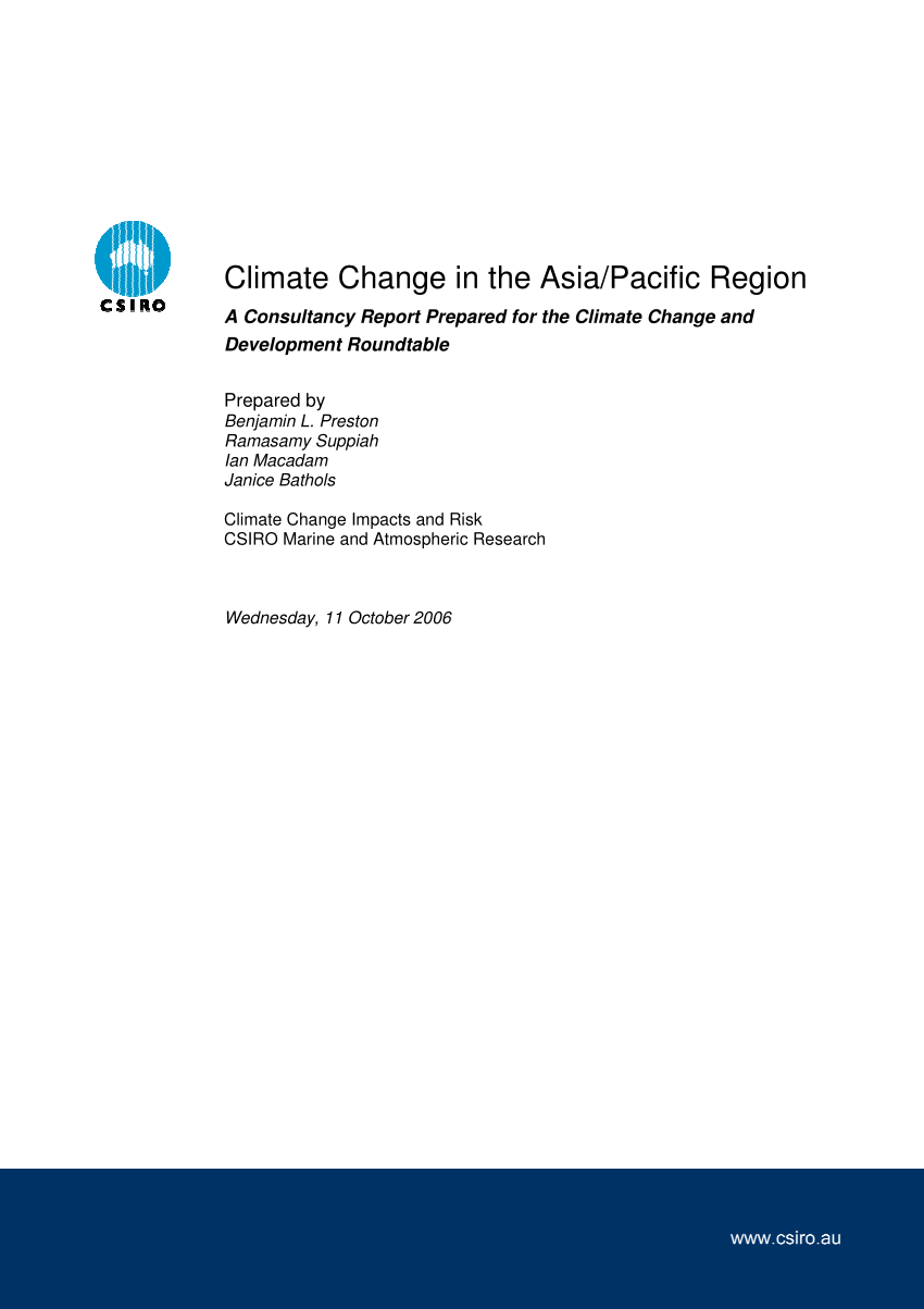 Pdf Climate Change In The Asiapacific Region - 