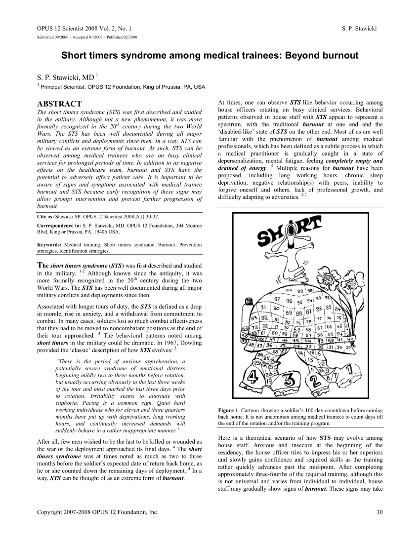 (PDF) Short timers syndrome among medical trainees Beyond burnout