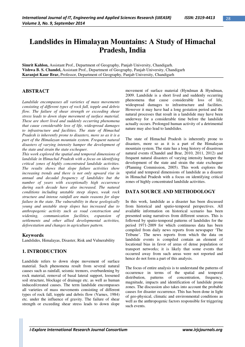 case study of landslide in himachal pradesh