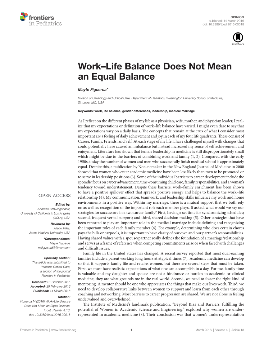 literature review on work life balance pdf