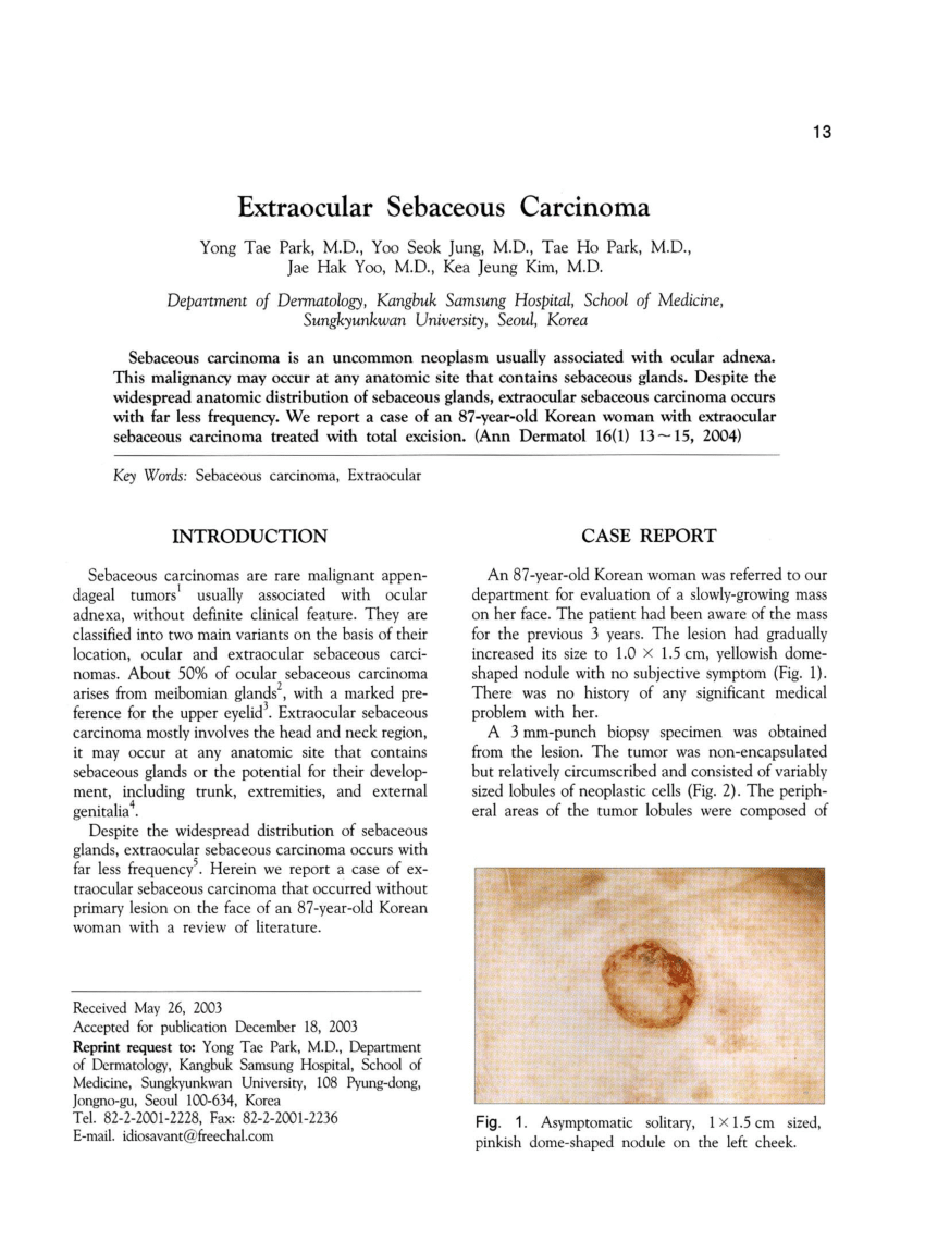 Pdf Extraocular Sebaceous Carcinoma 