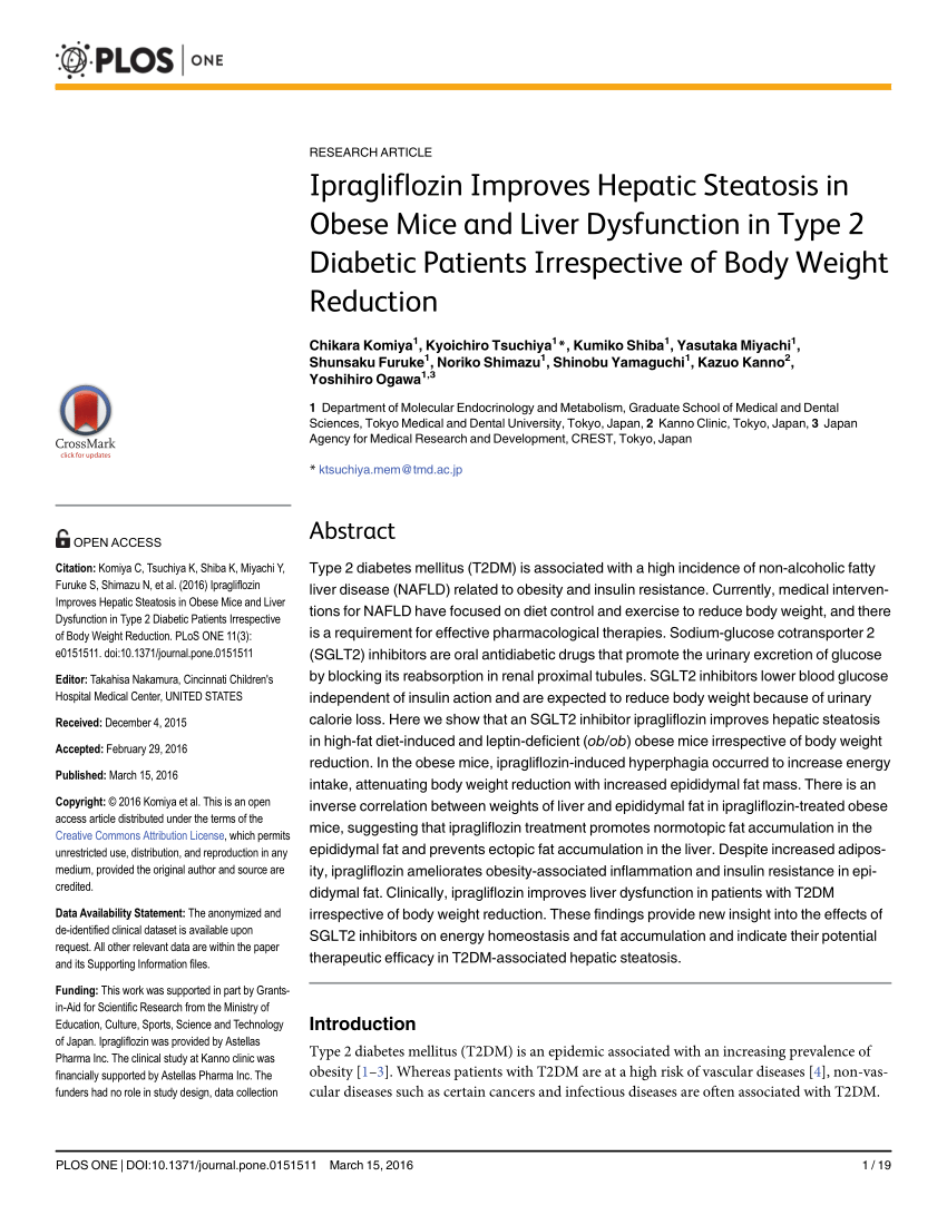PDF) Ipragliflozin Improves Hepatic Steatosis in Obese Mice and 