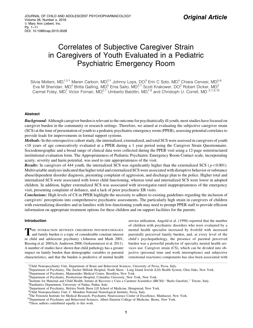 Pdf Correlates Of Subjective Caregiver Strain In Caregivers