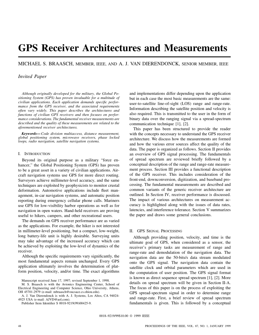 Pdf Gps Receiver Architectures And Measurements