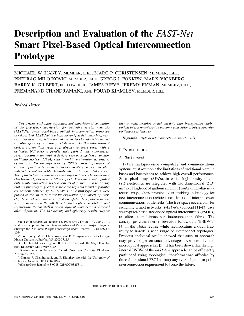 PDF) Description and Evaluation of the FAST-Net Smart Pixel-Based ...