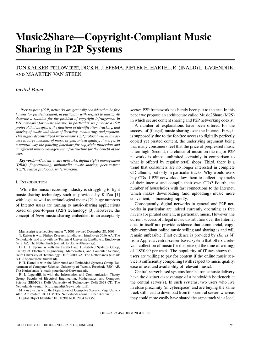 research papers on music sharing