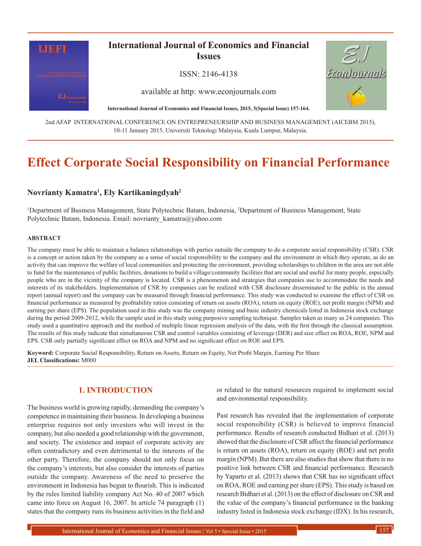corporate social responsibility and financial performance thesis