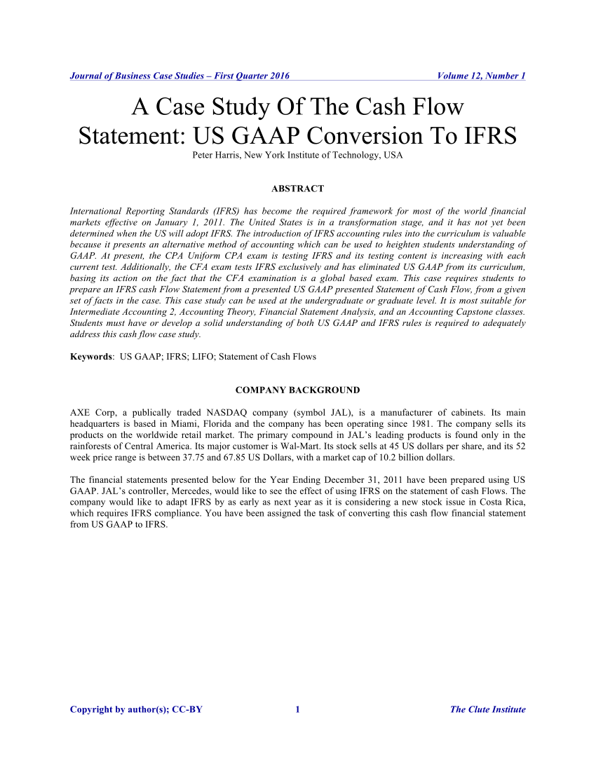 (PDF) A Case Study Of The Cash Flow Statement: US GAAP Conversion To IFRS