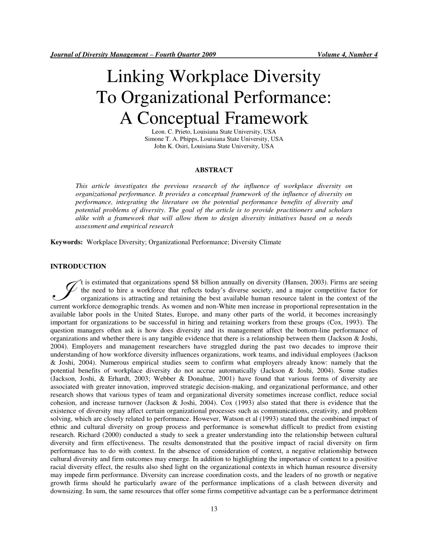 thesis on workforce diversity and employee performance