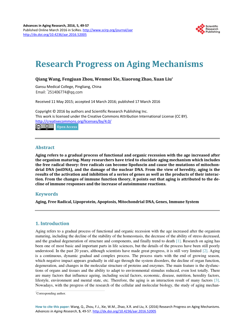 PDF Research Progress On Aging Mechanisms