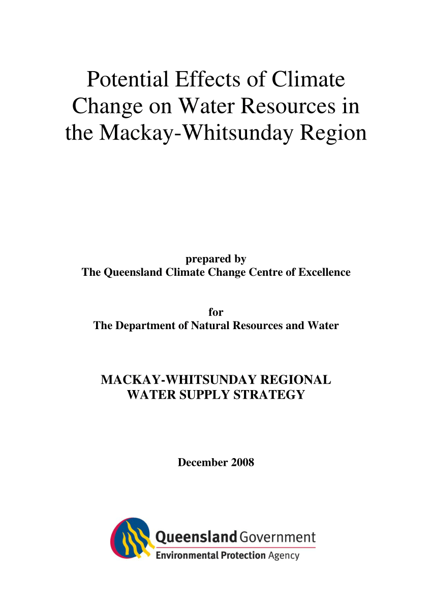 Pdf Potential Effects Of Climate Change On Water Resources In The Mackay Whitsunday Region