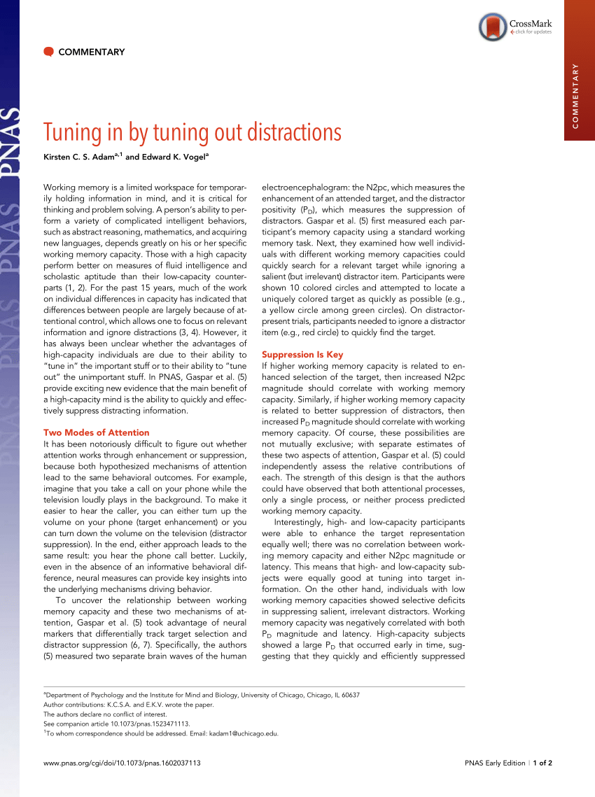 Pdf Tuning In By Tuning Out Distractions