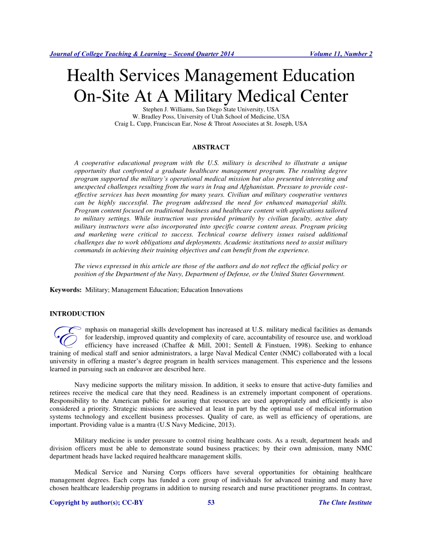health services management research topics