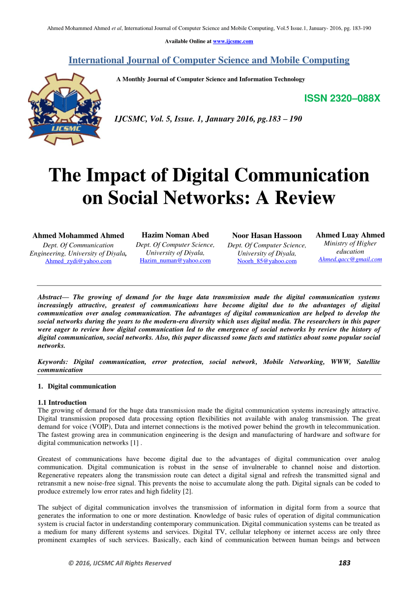research papers on digital communication pdf
