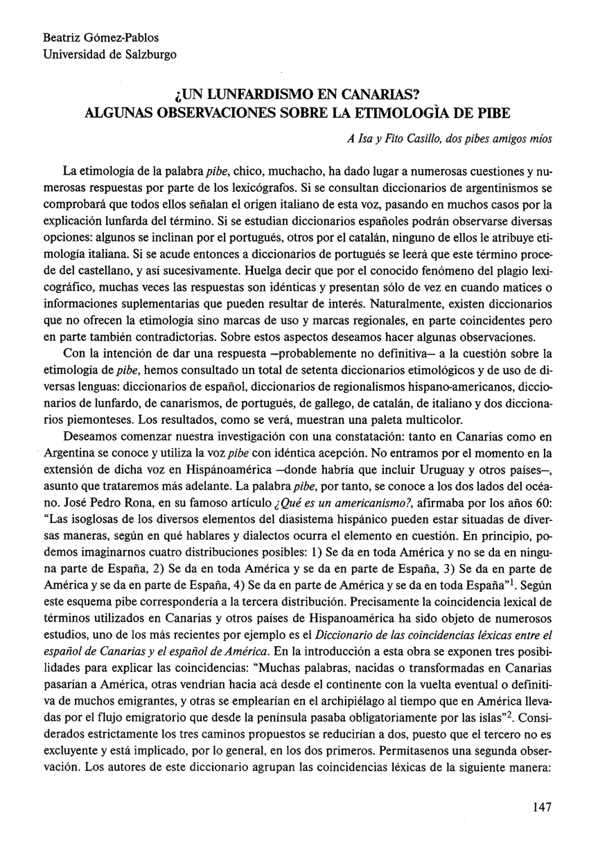 PDF) De pive a pibe chorro. El uso de pibe en el español