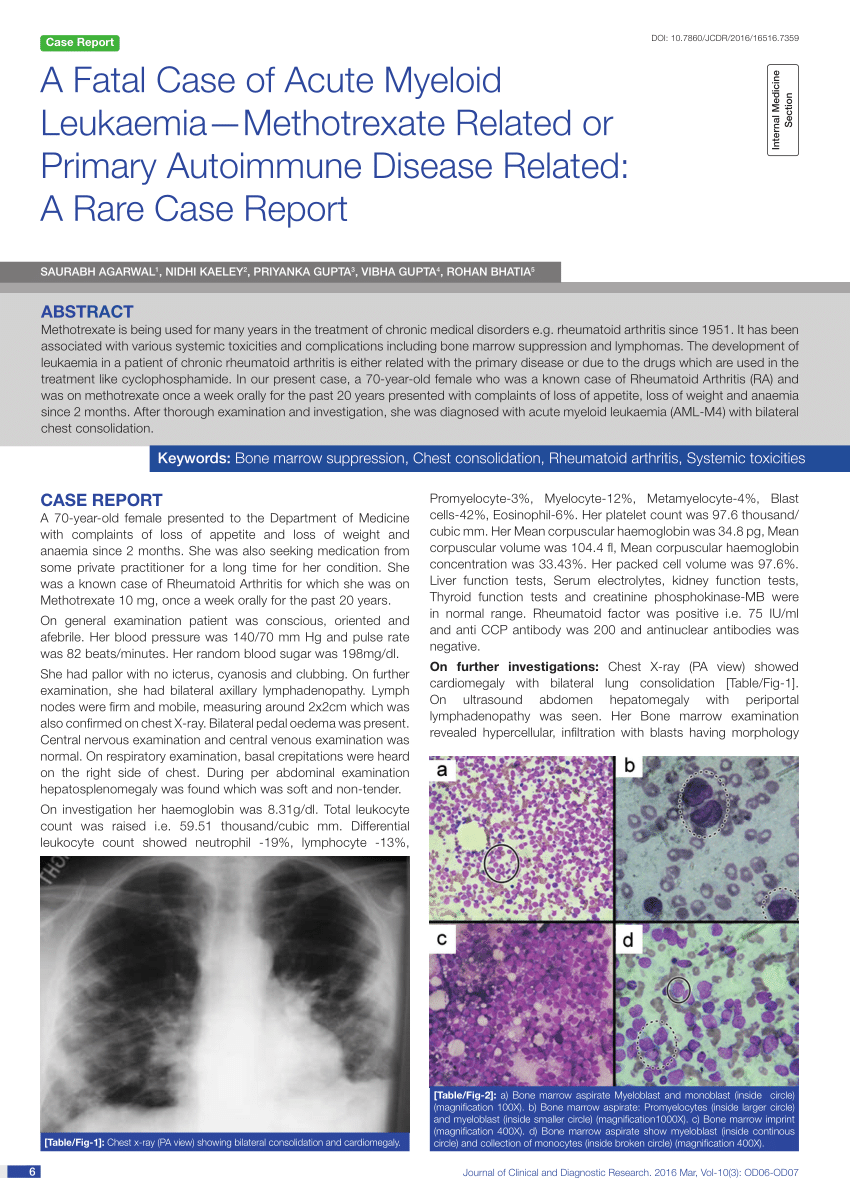 (PDF) A Fatal Case of Acute Myeloid LeukaemiaMethotrexate Related or