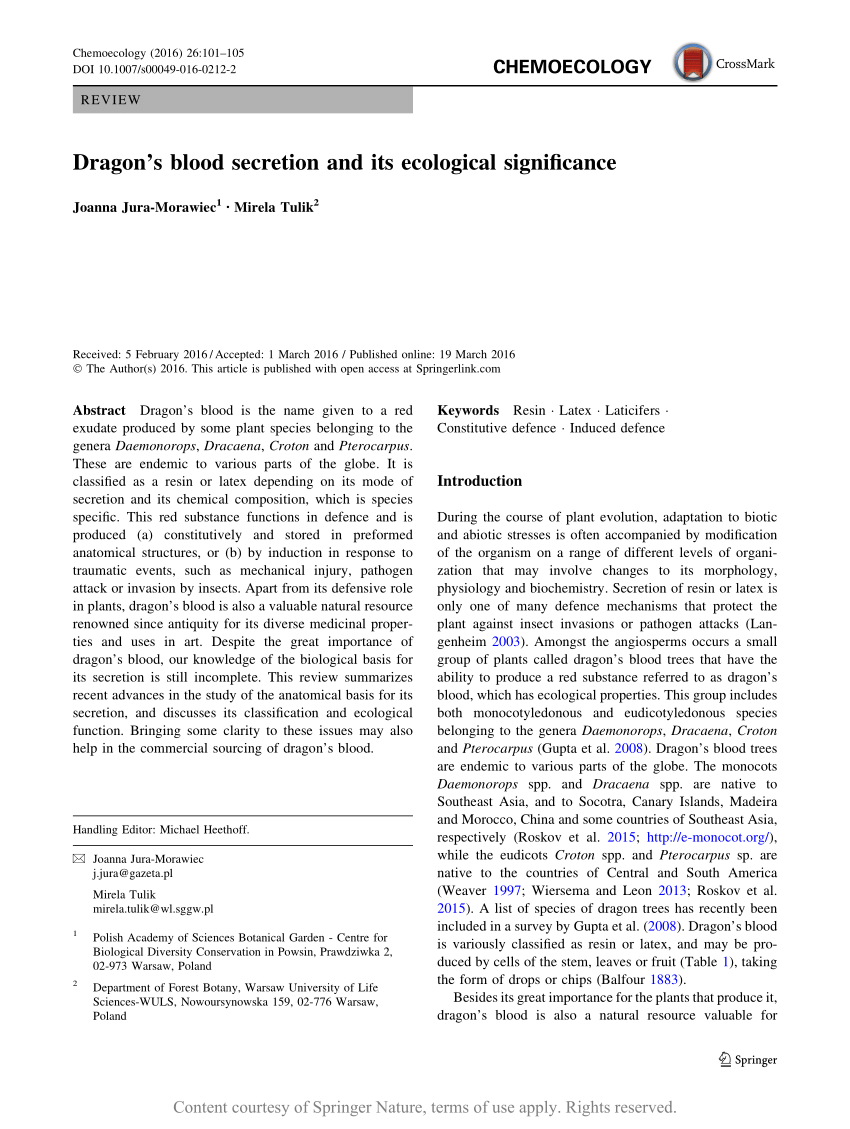 Pdf Dragon S Blood Secretion And Its Ecological Significance