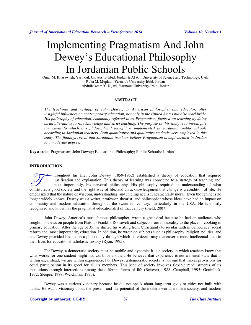 essay on pragmatism in education pdf