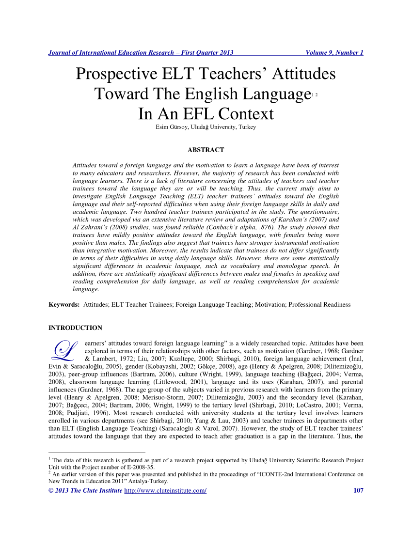 PDF) Experienced ESL Teachers' Attitudes Towards Using Phonetic