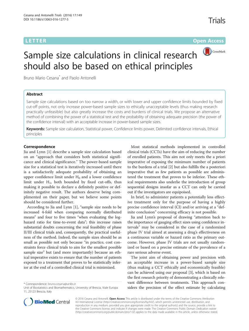 sample size calculations in clinical research