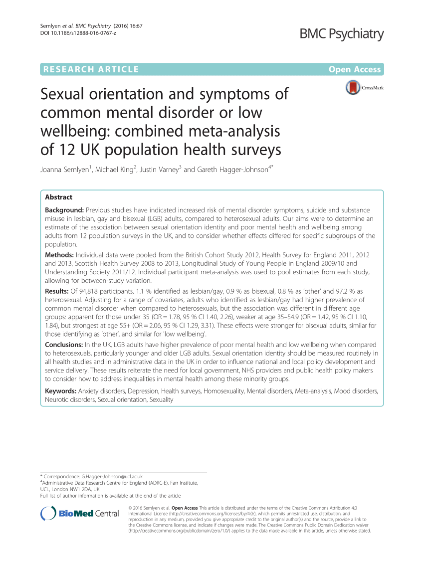 PDF Sexual orientation and symptoms of common mental disorder or