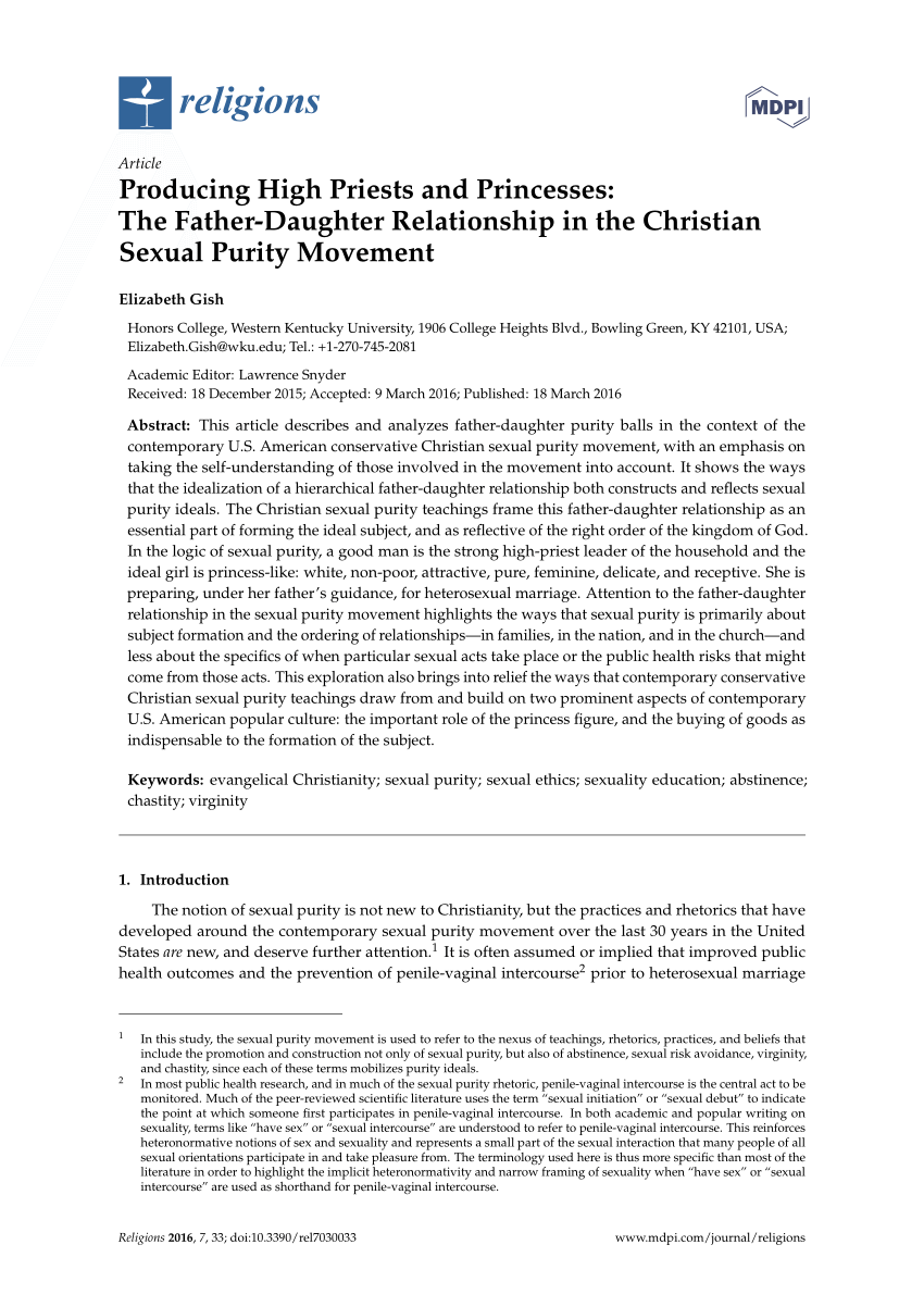 PDF) Producing High Priests and Princesses The Father-Daughter Relationship in the Christian Sexual Purity Movement
